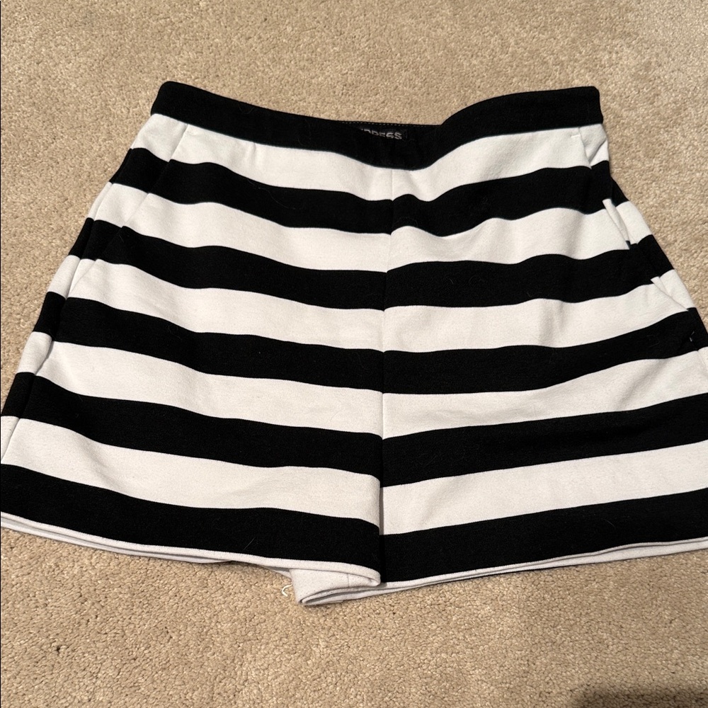 Express Women's Black and White Striped Shorts